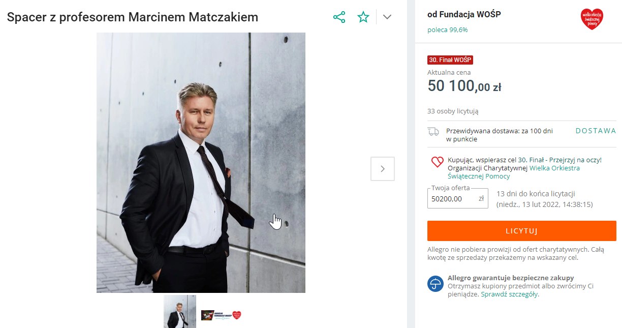 Marcin Matczak dla WOŚP /Allegro /materiał zewnętrzny