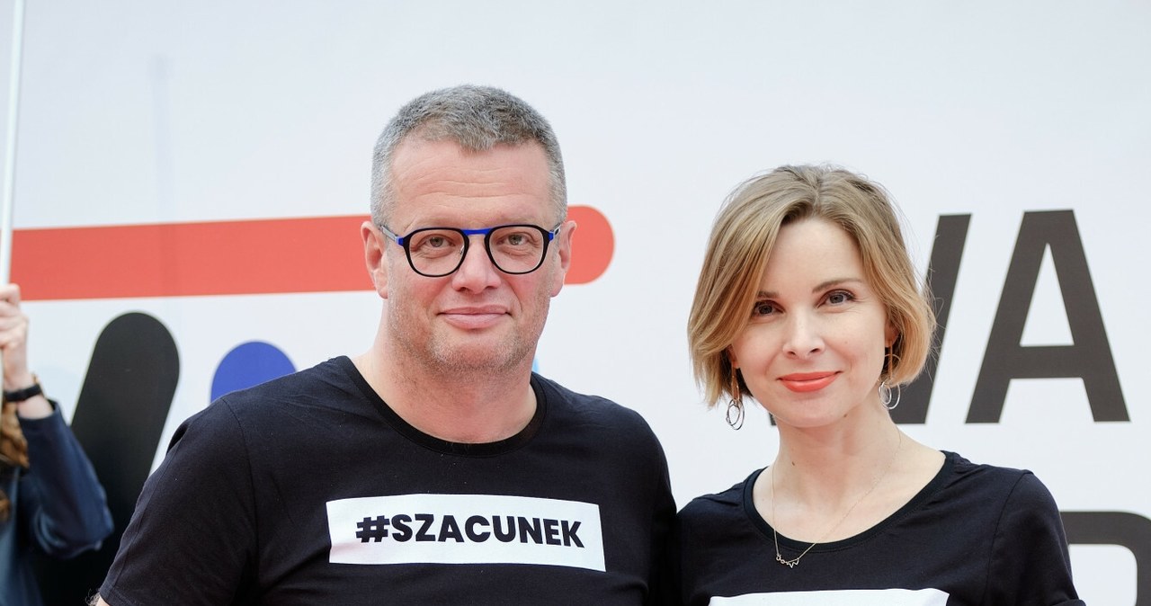 Marcin Meller z żoną Anną Dziewit-Meller. /Bartosz Krupa/East News /East News