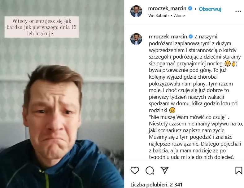 Marcin Mroczek musiał zrezygnwać z wyjazdu /www.instagram.com/mroczek_marcin /Instagram