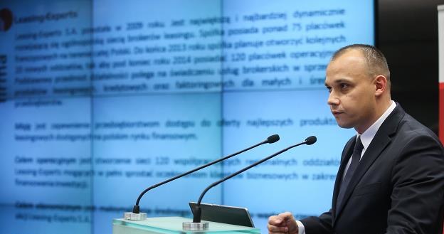 Marcin Pawłowski, prezes Leasing-Experts, w czasie debiutu  na NewConnect /INTERIA.PL