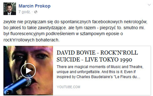 Marcin Prokop o śmierci Davida Bowiego /