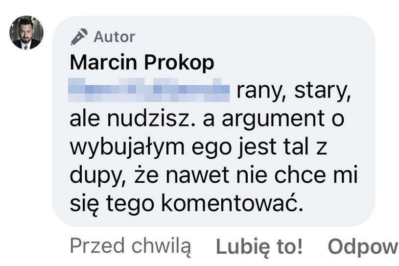 Marcin Prokop wdał się w pyskówkę z internautą /Facebook