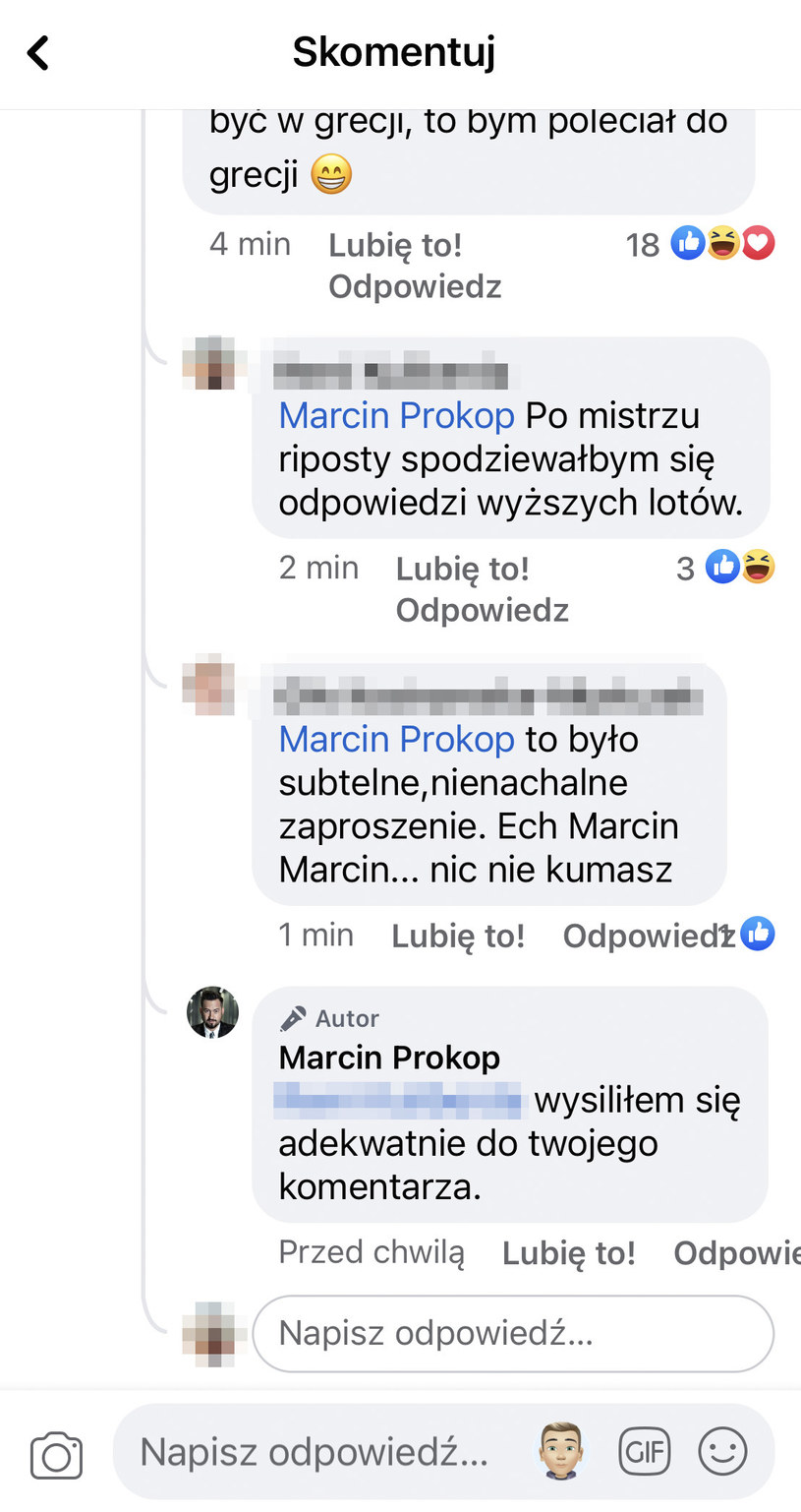 Marcin Prokop wdał się w pyskówkę z internautą /Facebook