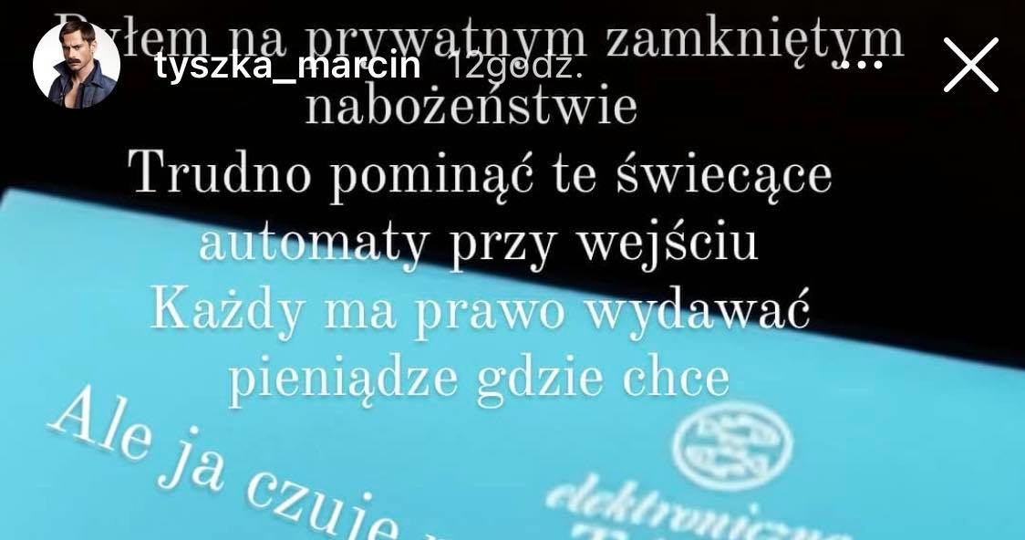 Marcin Tyszka był zdumiony elektronicznymi tacami /Screen z instastory Marcina Tyszki /Instagram