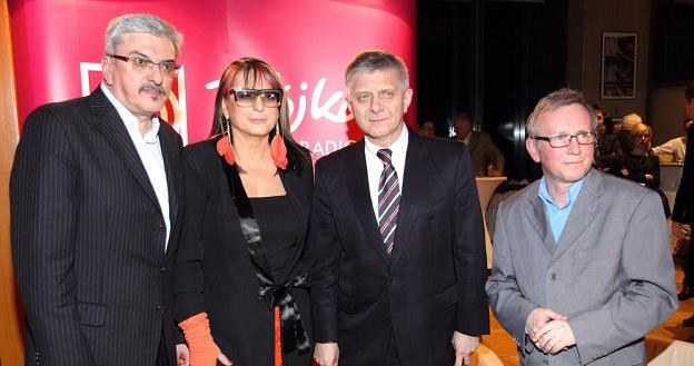 Marek Niedźwiecki,  Magda Jethon, Marek Belka, Piotr Baron na GPW. Fot. Jan Kucharzyk /Agencja SE/East News