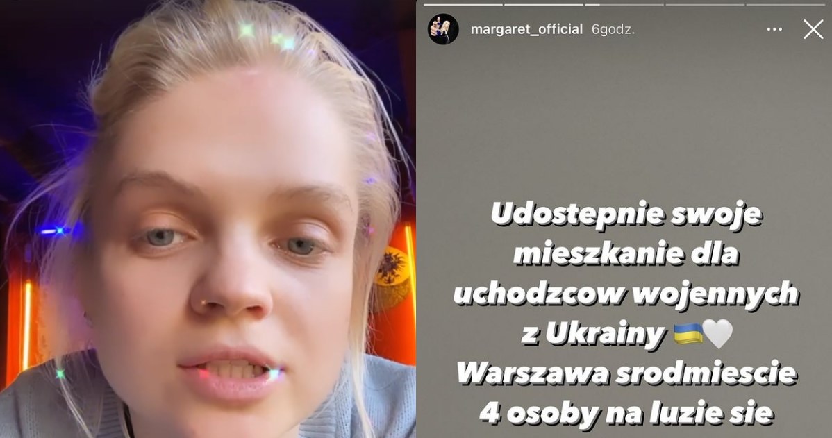 Margaret oferuje pomoc uchodźcom z Ukrainy, udostępnia swoje mieszkanie /@margaret_official /Instagram