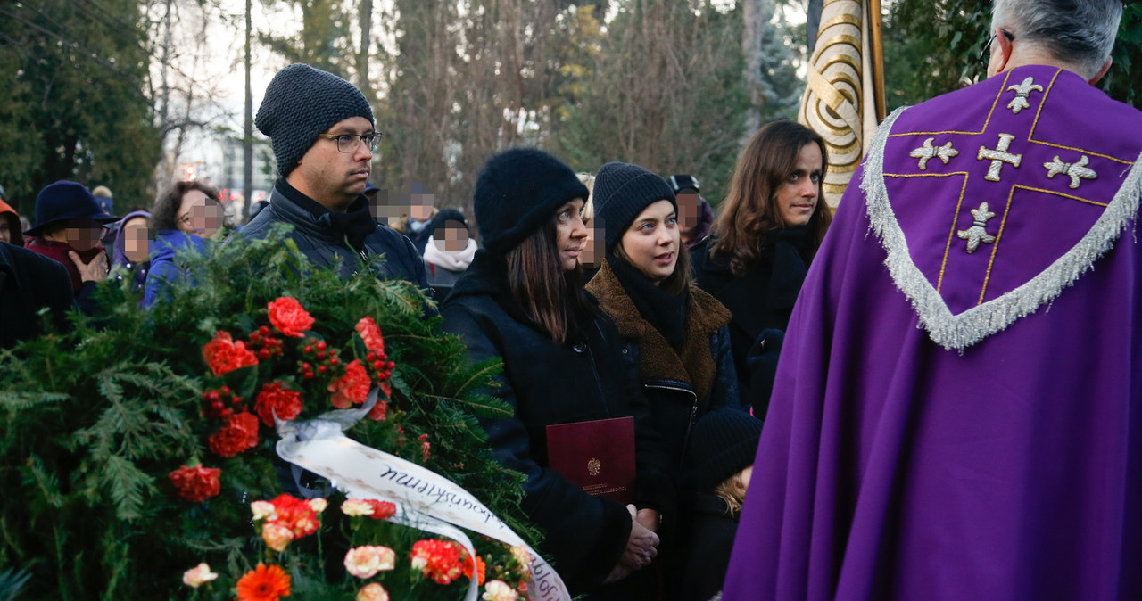 Maria Sobocińska, Hanna Mikuć, Piotr Sobociński, Michał Sobociński na pogrzebie Witolda Sobocińskiego /AKPA