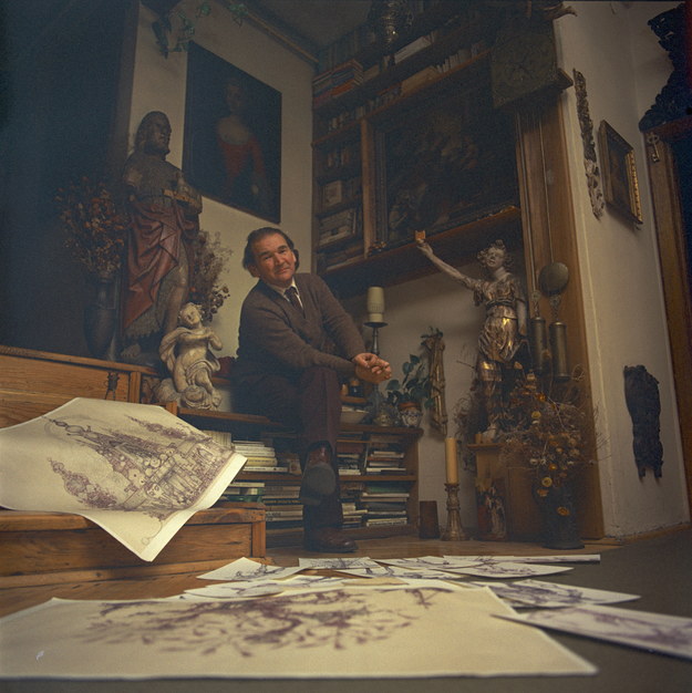 Marian Kołodziej w swoim gdańskim mieszkaniu na zdj. z 1980 r. /Bogdan Różyc /PAP