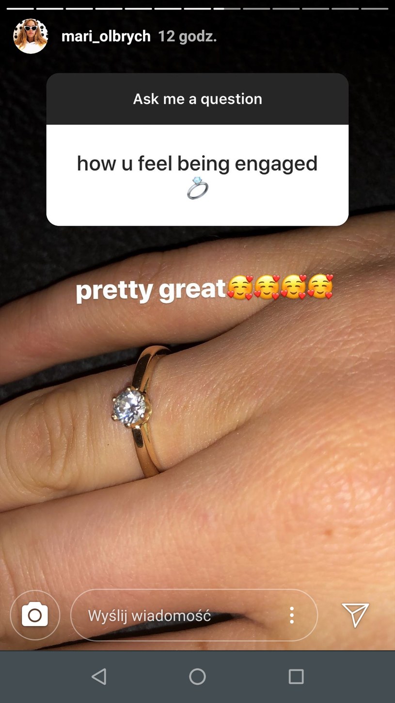 Marianna Olbrych pokazała pierścionek w mediach społecznościowych /Instagram
