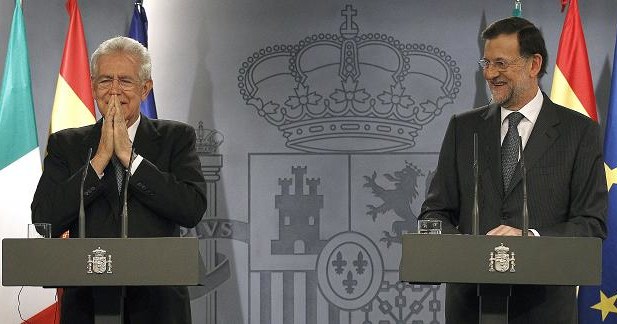 Mariano Rajoy (P) i Mario Monti (L) /EPA