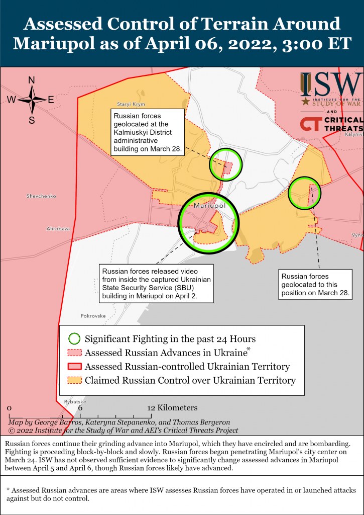 Mariupol nadal jest otoczony przez rosyjskie wojska /G. Barros, K. Stepanenko, T. Bergeron/2022 Institute for the Study of War and AEI’s Critical Threats Projekt /materiały prasowe