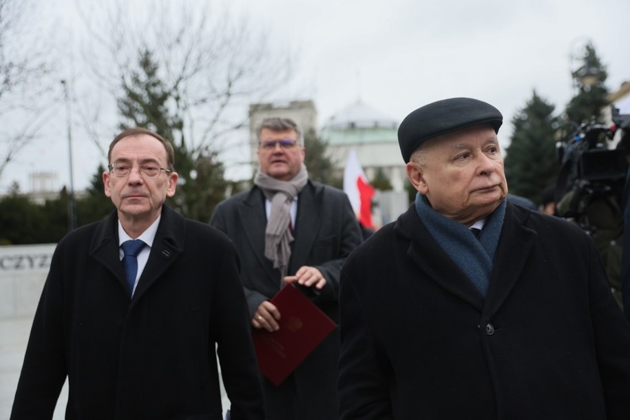 Mariusz Kamiński, Maciej Wąsik i Jarosław Kaczyński /Leszek Szymański /PAP