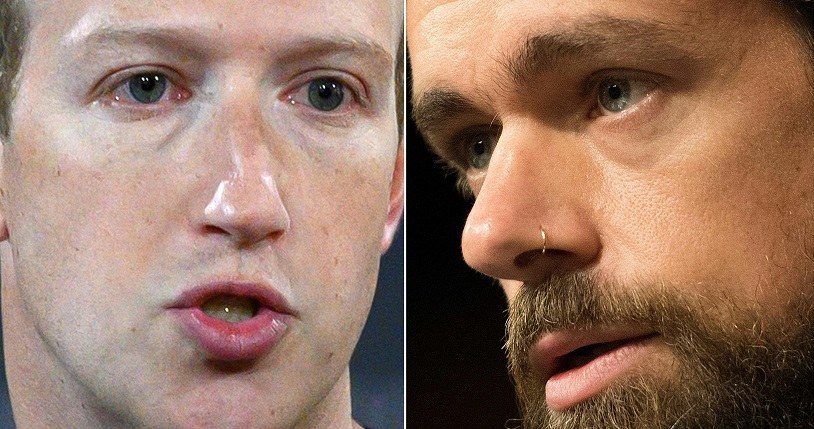 Mark Zuckerberg (Facebook, L), Jack Dorsey (Twitter) /AFP