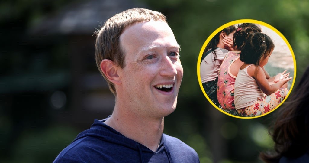Mark Zuckerberg zakrywa twarze swoich starszych dzieci online. Czy to dobre ze względu na bezpieczeństwo? /Kevin Dietsch/Getty Images /Getty Images