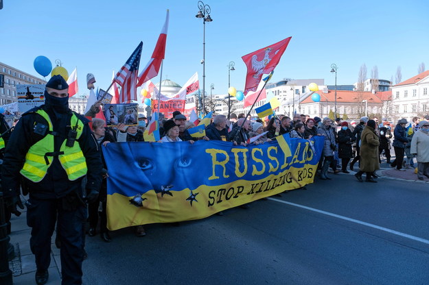 Marsz przeciwko rosyjskiej inwazji na Ukrainę /Mateusz Marek /PAP