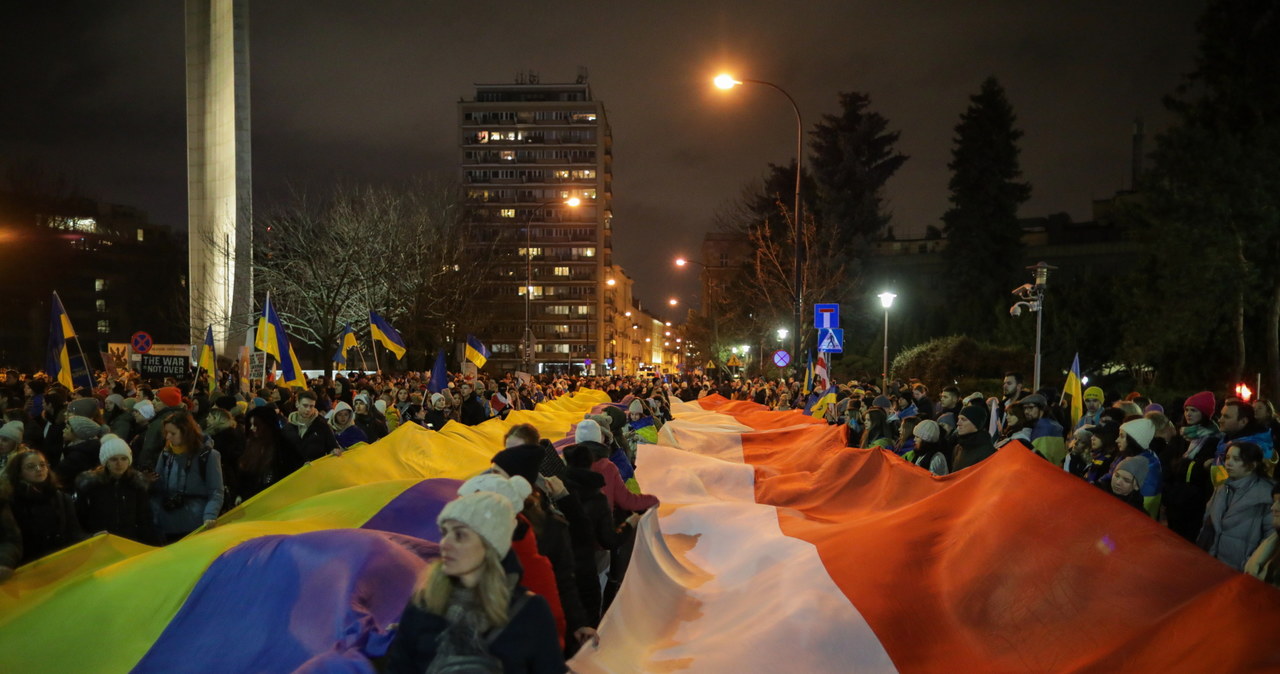 Marsz wsparcia dla Ukrainy w Warszawie