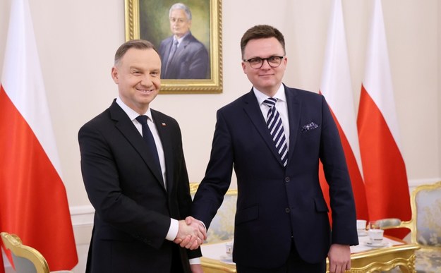 Marszałek Sejmu Szymon Hołownia i prezydent RP Andrzej Duda /Piotr Molecki /East News