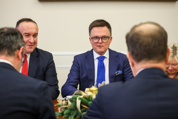 Marszałek Sejmu Szymon Hołownia na spotkaniu z ambasadorem Stanów Zjednoczonych Ameryki w RP /Leszek Szymański /PAP