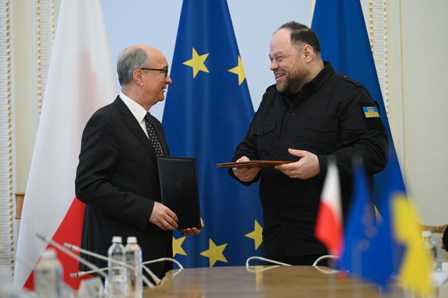 Marszałek Sejmu Włodzimierz Czarzasty oraz przewodniczący Rady Najwyższej Ukrainy Rusłan Stefanczuk /Marcin Obara /PAP