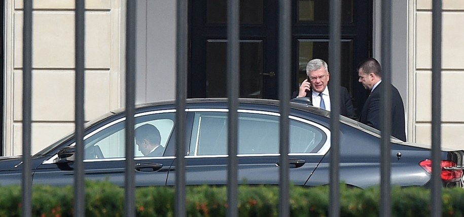 Marszałek Senatu Stanisław Karczewski (2P) po spotkaniu z prezydentem Andrzejem Dudą w Pałacu Prezydenckim w Warszawie /Radek Pietruszka /PAP