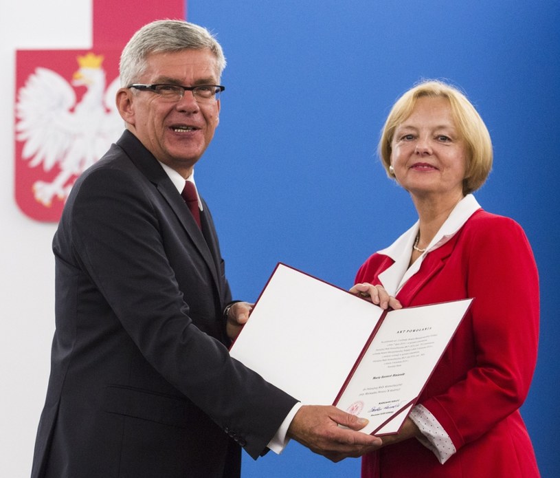 Marszałek Senatu Stanisław Karczewski i konsul honorowa RP w Ohio (USA) Maria Szonert-Binienda /Andrzej Hulimka  /Reporter