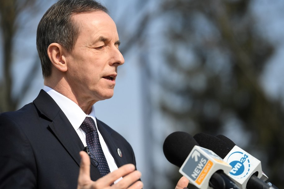 Marszałek Senatu Tomasz Grodzki podczas konferencji prasowej /Piotr Nowak /PAP