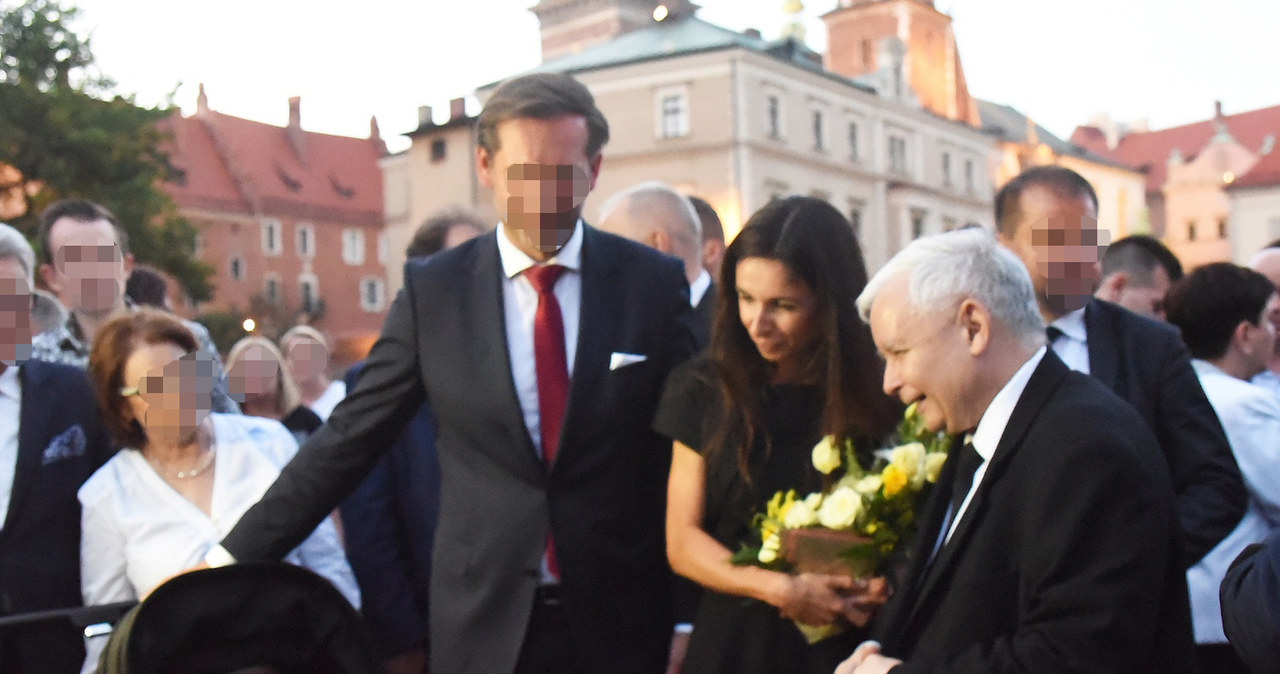 Marta Kaczyńska z mężem i synem oraz Jarosław Kaczyński /M.Lasyk /Reporter