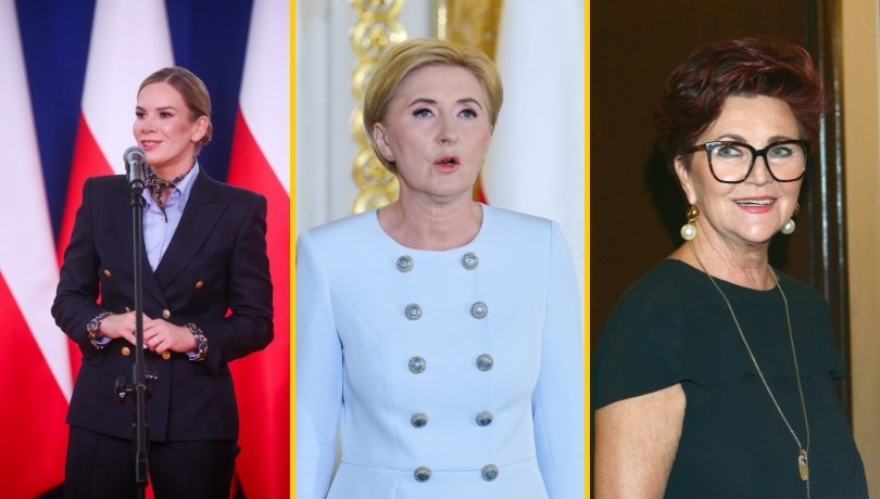 Marta Nawrocka (fot. Leszek Szymański/PAP), Agata Kornhauser-Duda (fot. Albert Zawada/PAP) i Jolanta Kwaśniewska (fot. FOTON/PAP) /