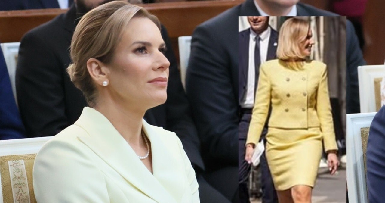 Marta Nawrocka pokazała się w Waszyngtonie w żółtym komplecie /Wojciech Olkuśnik/East News, Alicja Stefaniuk/KPRP/https://www.instagram.com/p/DO9ZrjMjnvE/ /East News/Instagram