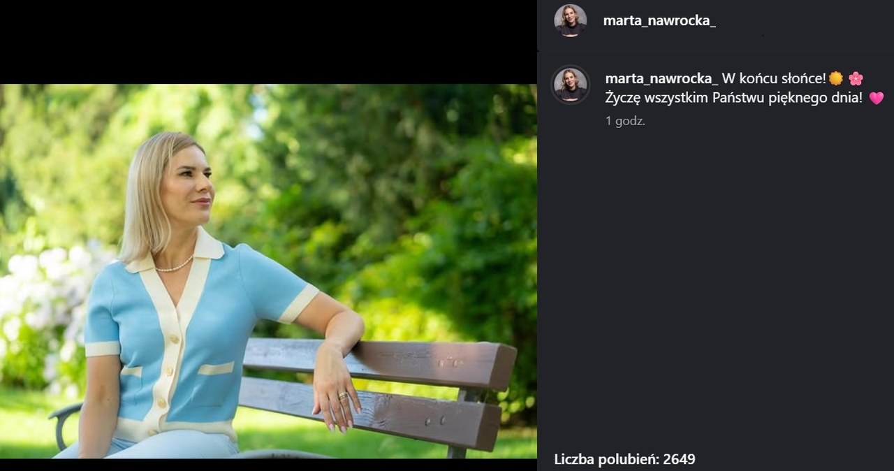 Marta Nawrocka zamieściła nowy wpis na Instagramie i znów zachwyciła. /Screen: instagram.com/marta_nawrocka_/ /Instagram