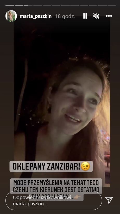 Marta Paszkin na Zanzibarze fot. Instagram (instagram.com/marta_paszkin)