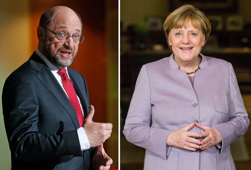 Martin Schulz i Angela Merkel /PAP/EPA