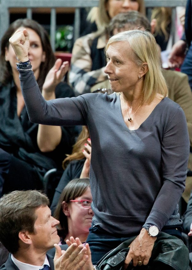 Martina Navratilova podczas meczu finałowego Fed Cup w Pradze w listopadzie 2014 /DANIEL KARMANN/DPA  /PAP