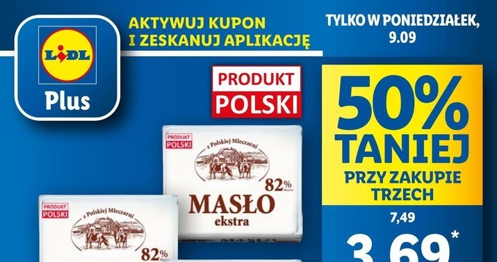 Masło 50% taniej w Lidlu przy zakupie 3 sztuk! /Lidl /INTERIA.PL