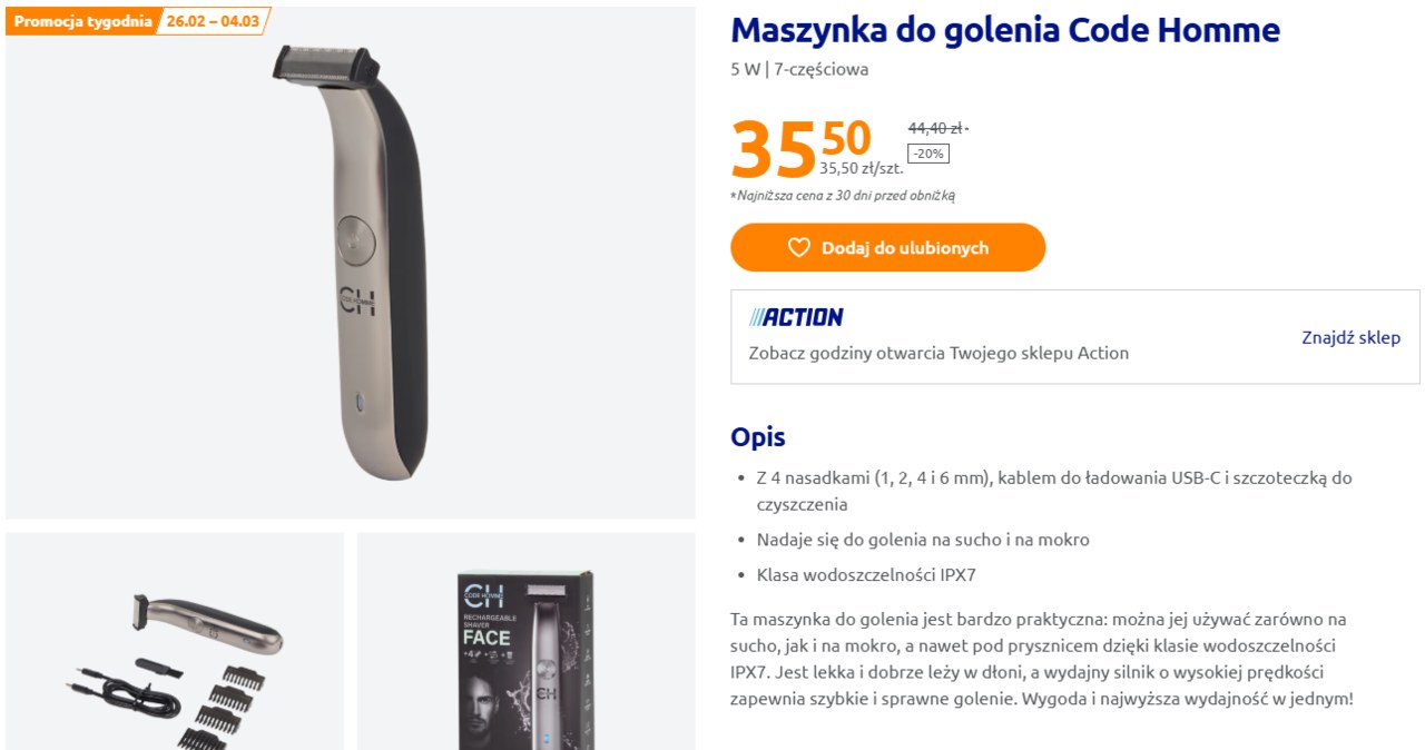 Maszynka do golenia Code Homme w Action /Action /INTERIA.PL