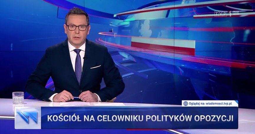 Materiał "Kościół na celowniku opozycji" został wyemitowany w "Wiadomościach" TVP /Screen TVP /TVP