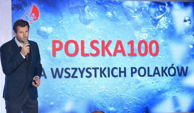Mateusz Kusznierewicz podczas konferencji inaugurującej projekt Polska 100 /Radek Pietruszka /PAP