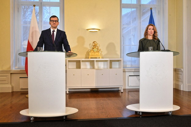 Mateusz Morawiecki i Kaja Kallas na wspólnej konferencji /Radek Pietruszka /PAP