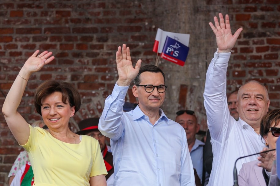 Mateusz Morawiecki, Jacek Sasin i Marlena Maląg /Paweł Supernak /PAP