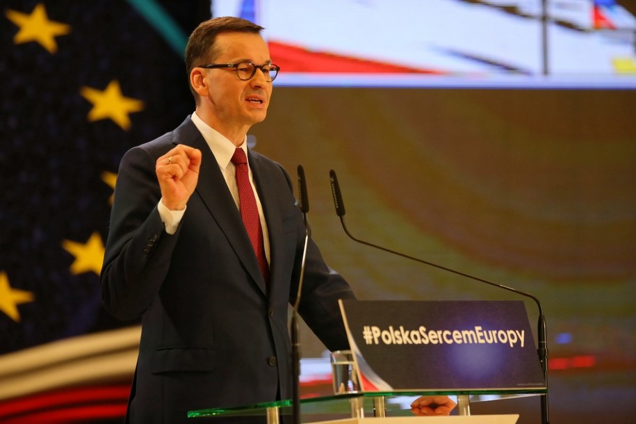 Mateusz Morawiecki podczas konwencji PiS w Katowicach /Andrzej Grygiel /PAP
