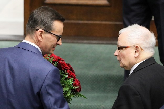 Mateusz Morawiecki (premier Polski w Latach 2017-2023) i Jarosław Kaczyński (prezes PiS) / 	Paweł Supernak   /PAP