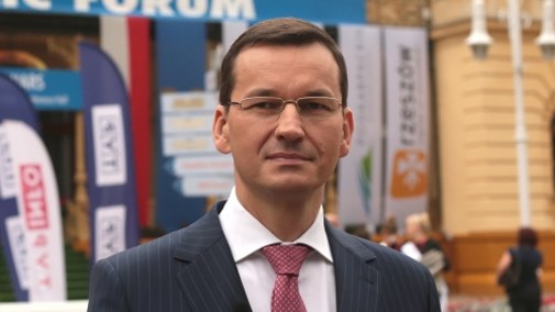 Mateusz Morawiecki, wicepremier i minister rozwoju w studiu telewizyjnym Interii w Krynicy