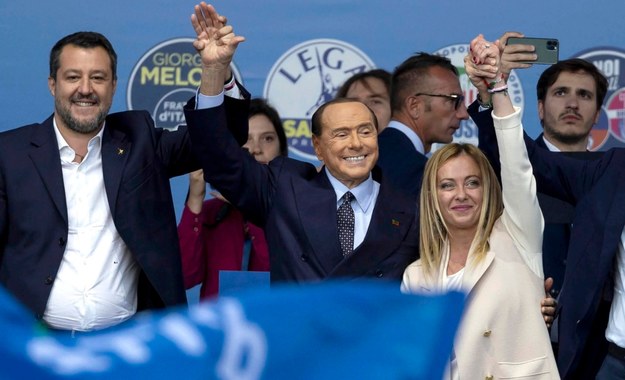 Matteo Salvini, Sylvio Berluscioni i Giorgia Meloni /MASSIMO PERCOSSI /PAP/EPA