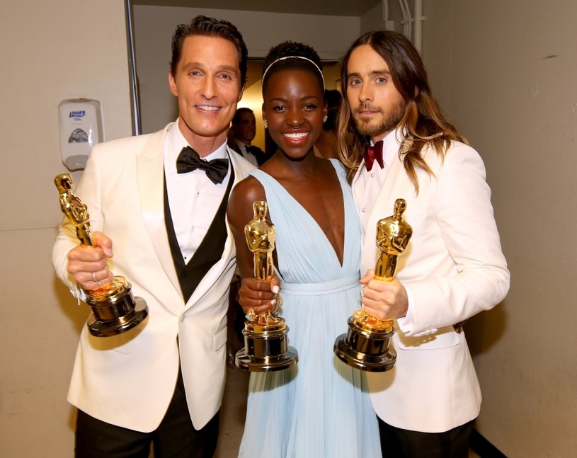 Matthew McConaughey (najlepszy aktor) Lupita Nyong'o (najlepsza aktorka drugoplanowa) i Jarred leto (najlepszy aktor drugoplanowy) /Getty Images