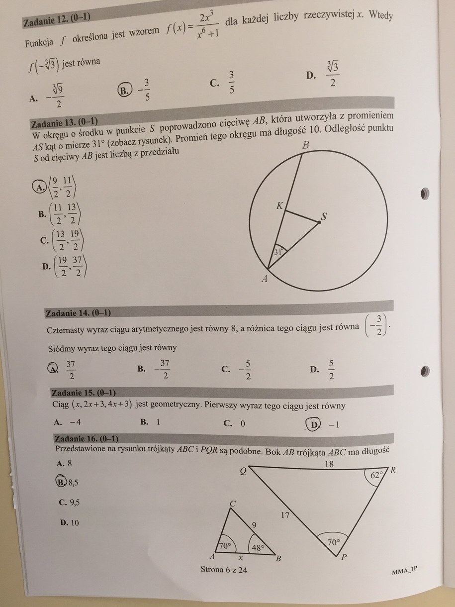 Matura 2016 - propozycje rozwiązań z matematyki, poziom podstawowy /RMF FM