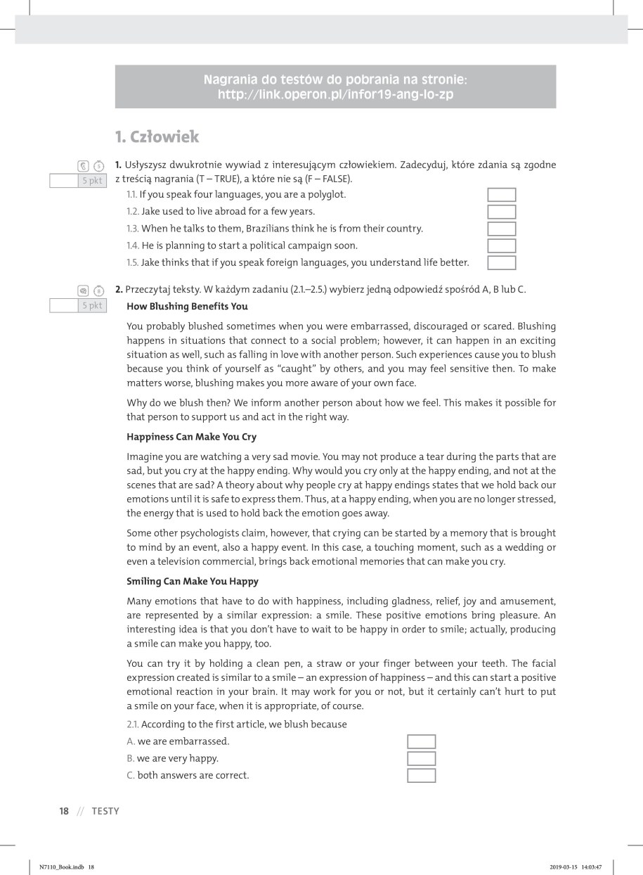 Matura 2019: Język angielski - przykładowe zadania /