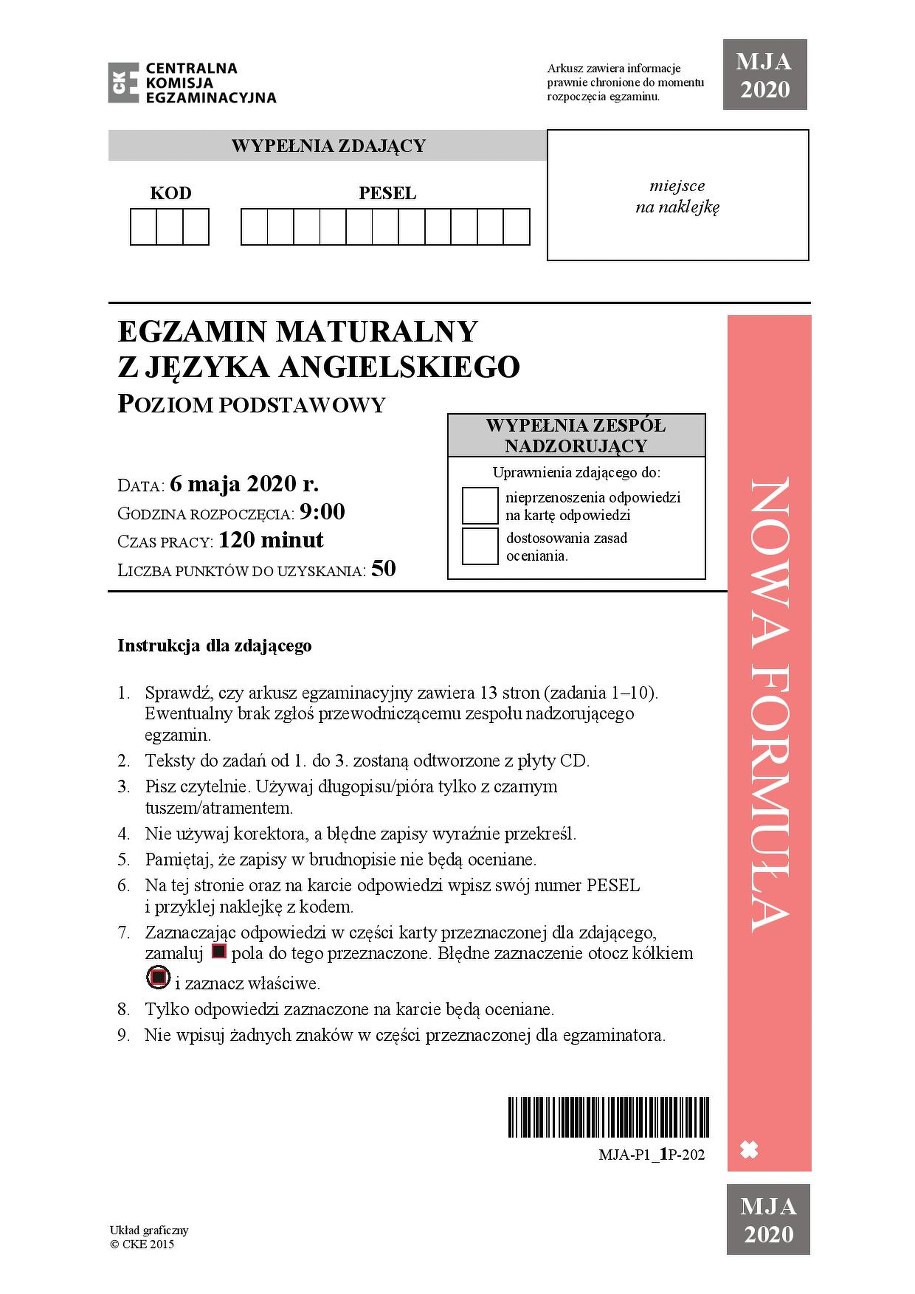 Matura 2020. Odpowiedzi z języka angielskiego, poziom podstawowy /RMF FM