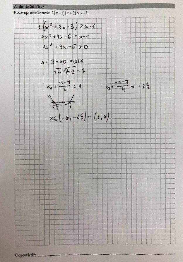 Matura 2020. Odpowiedzi z matematyki, poziom podstawowy /RMF FM