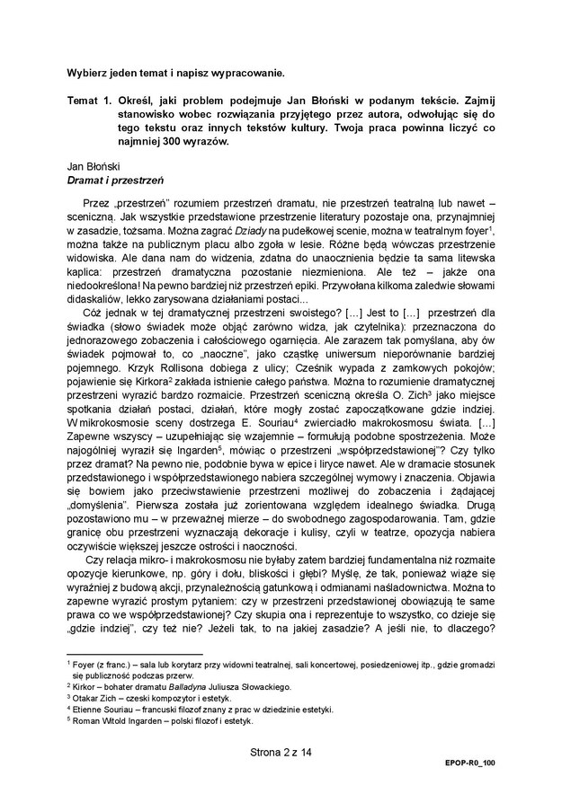 Matura 2021, język polski, poziom rozszerzony /Centralna Komisja Egzaminacyjna