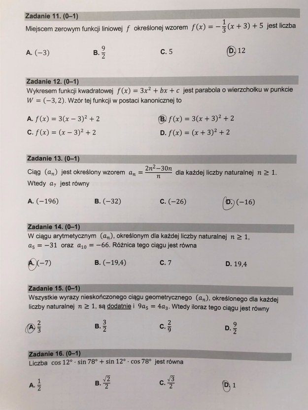 Matura 2022, matematyka poziom podstawowy, propozycja rozwiązań /RMF FM